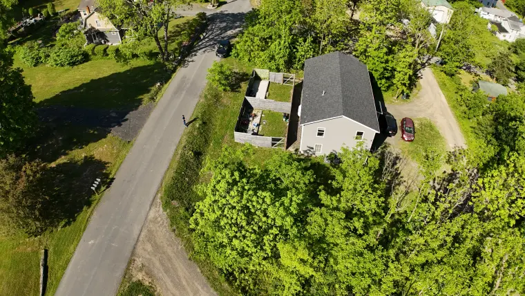 Aerial neighborhood view near 23-25 Highland Avenue
