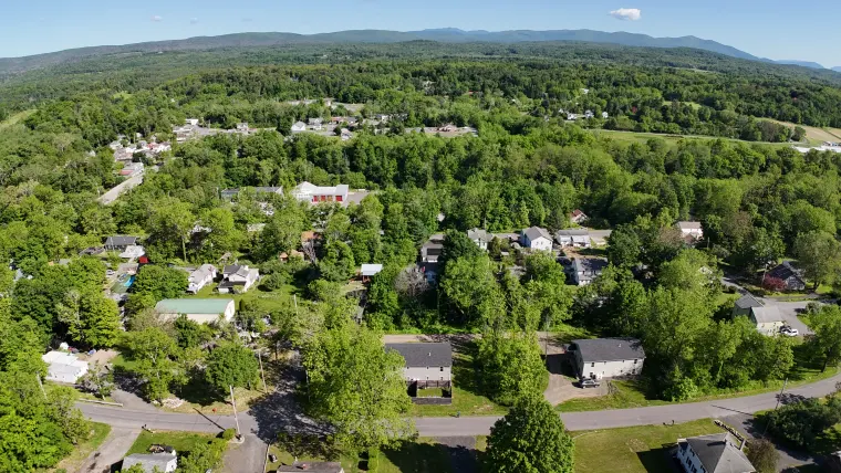 Drone photo of the Highland Avenue property from above
